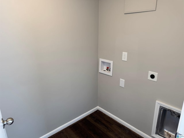 laundry area featuring hardwood / wood-style floors, washer hookup, and electric dryer hookup