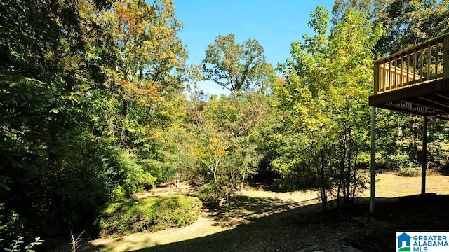 view of yard featuring a wooden deck