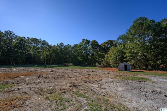 view of yard featuring a shed