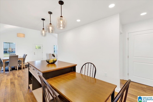 dining room with light hardwood / wood-style flooring