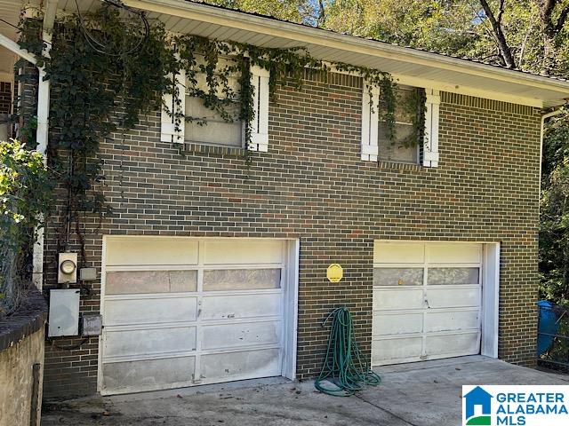 exterior space with a garage