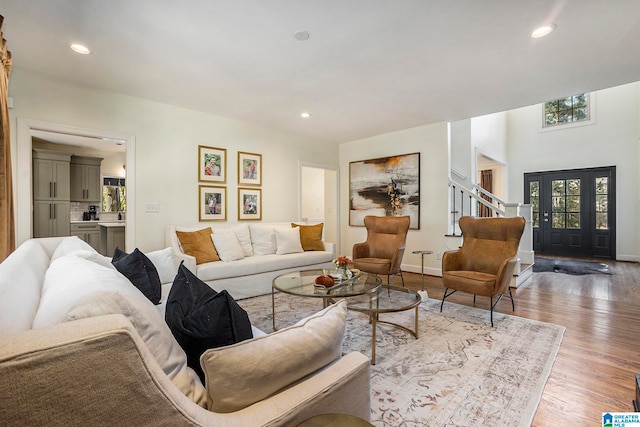 living room featuring light hardwood / wood-style flooring