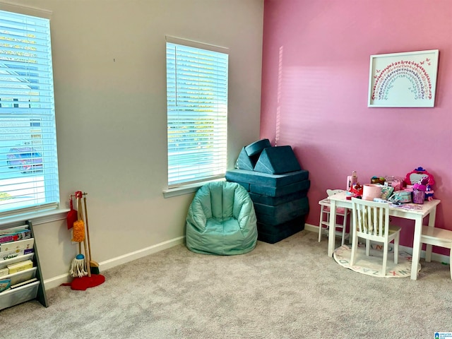 game room with carpet floors