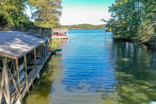 view of dock featuring a water view