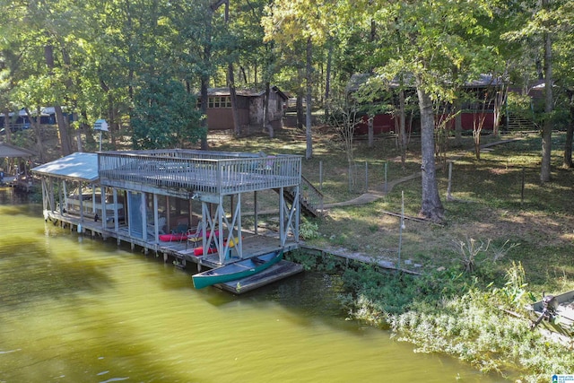 view of dock featuring a water view