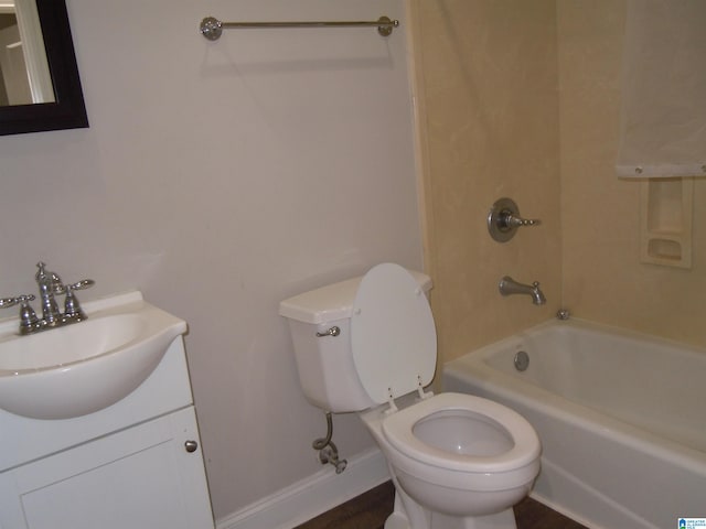 full bathroom with vanity, toilet, and tub / shower combination