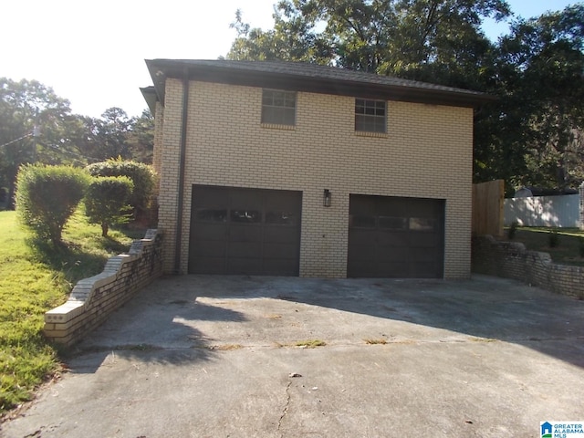 exterior space with a garage