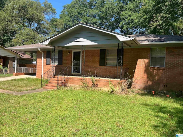 view of front of home with a front yard