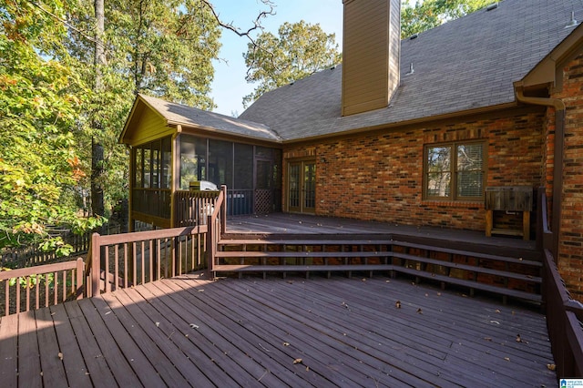 deck featuring a sunroom