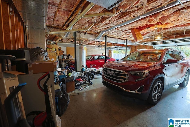 garage featuring gas water heater