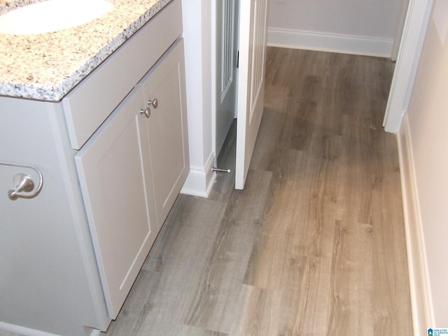 room details featuring vanity and wood-type flooring