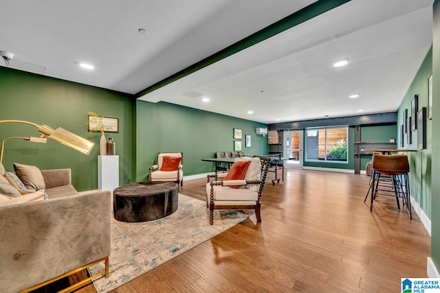 living room featuring light wood-type flooring