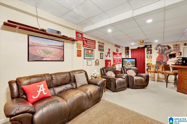 home theater featuring a paneled ceiling