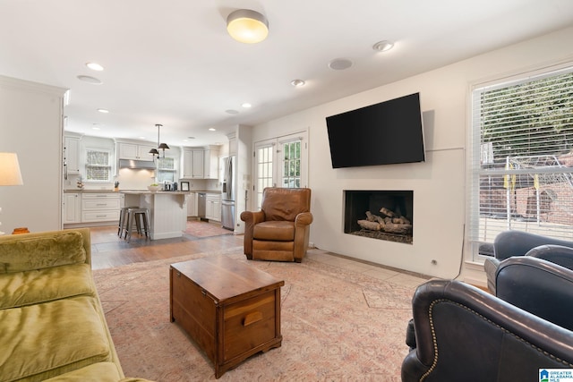 living room with light wood-type flooring