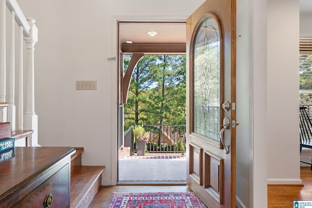 doorway featuring light hardwood / wood-style flooring