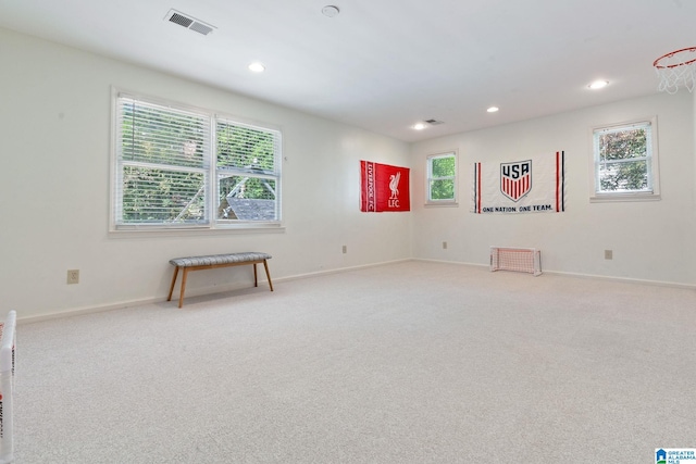 carpeted empty room featuring plenty of natural light