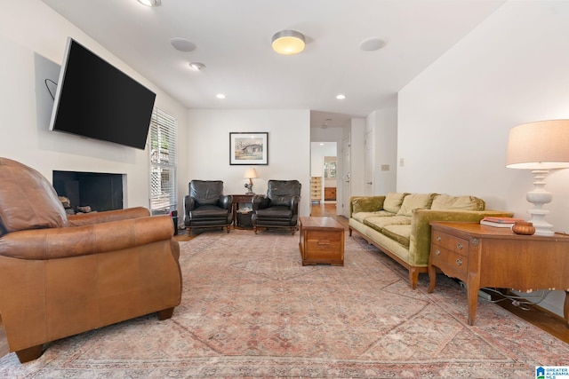 living room with hardwood / wood-style floors