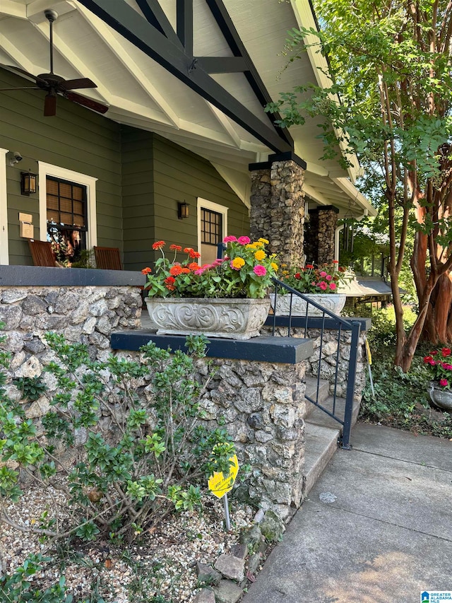 view of patio / terrace featuring ceiling fan