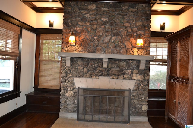 2705 Caldwell Ave S, Birmingham, AL 35205 - detailed view of a fireplace, wood finished floors, and ornamental molding