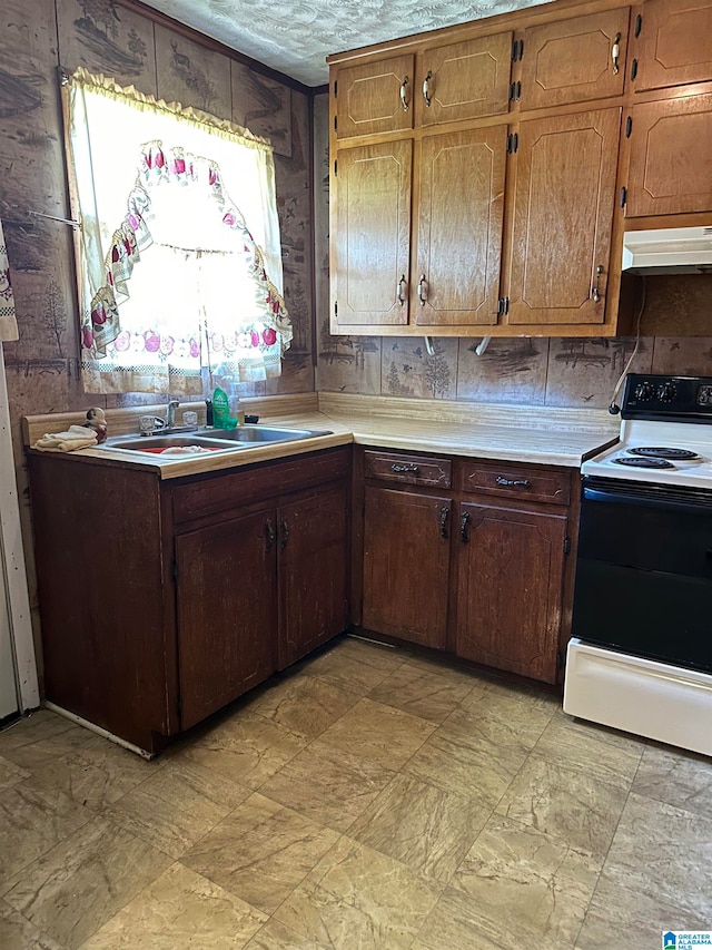 kitchen with sink and electric range