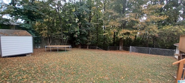 view of yard with a trampoline