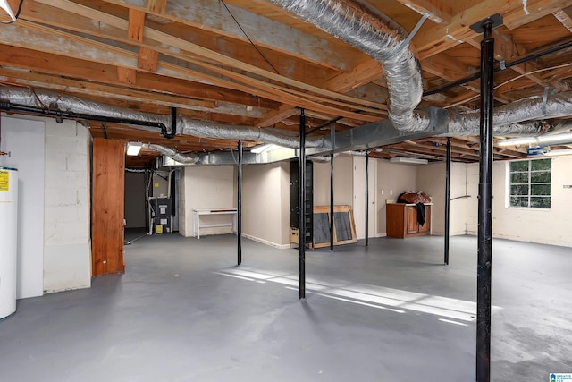 basement with water heater