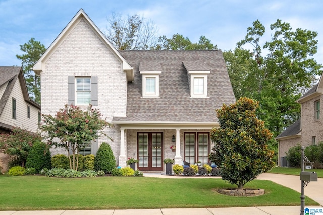 view of front of home with a front lawn