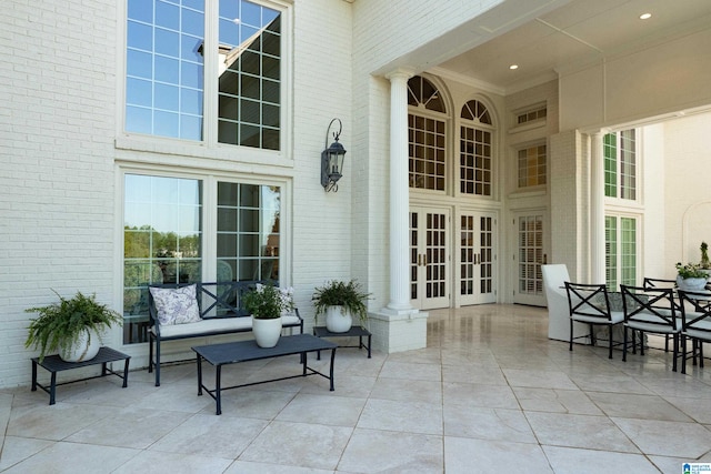 view of patio / terrace featuring french doors