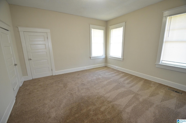 spare room with carpet flooring and plenty of natural light