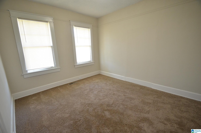 unfurnished room featuring carpet and a wealth of natural light