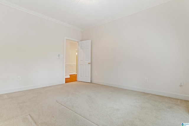 carpeted spare room with crown molding