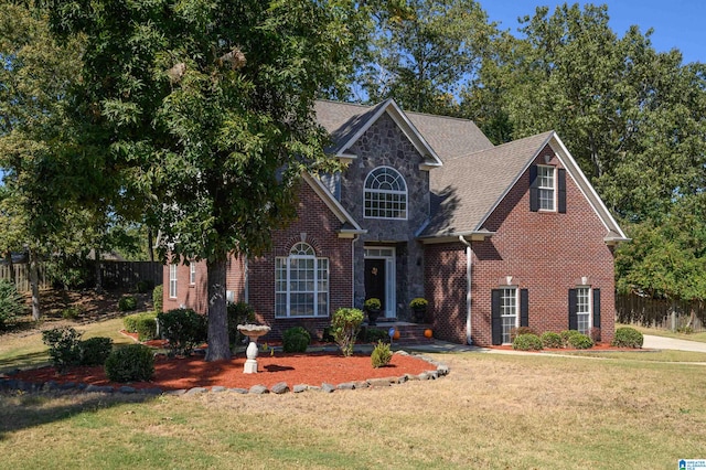 view of property featuring a front lawn