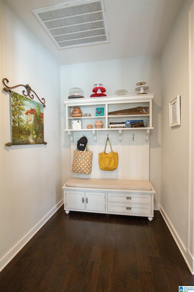 mudroom with dark hardwood / wood-style flooring