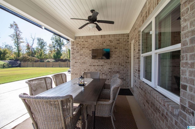 view of patio / terrace with ceiling fan