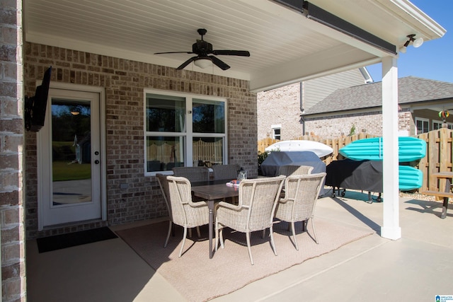 view of patio / terrace with ceiling fan