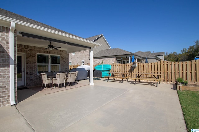 view of patio / terrace with ceiling fan