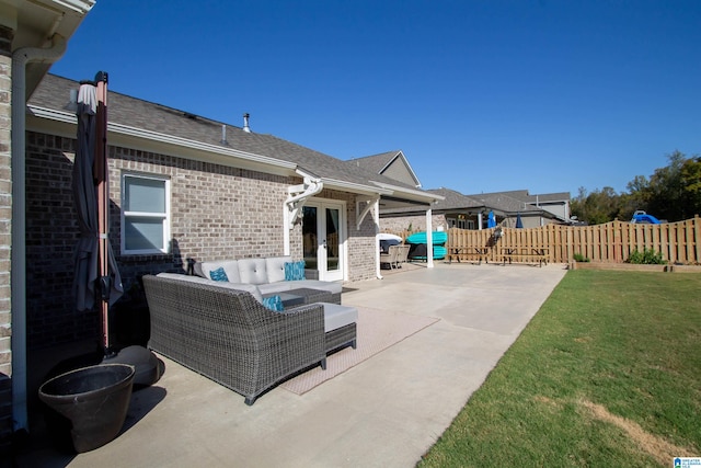 view of patio featuring an outdoor living space