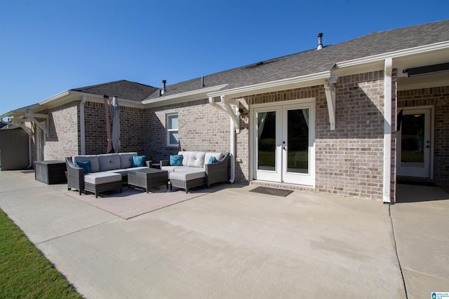 view of patio featuring french doors and an outdoor hangout area