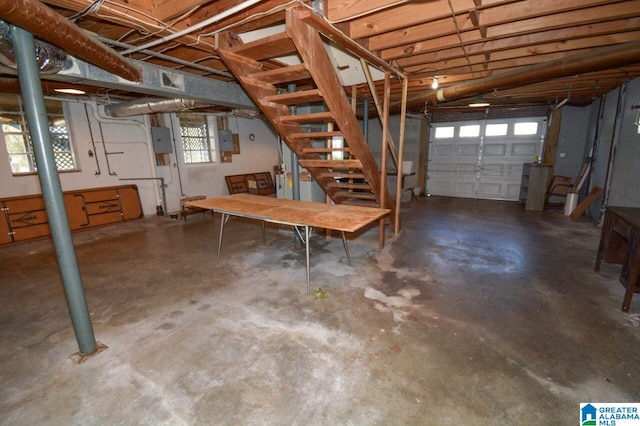 garage with electric panel
