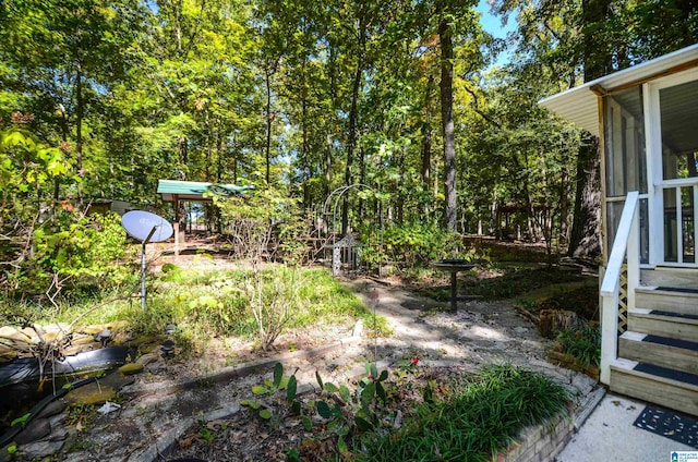 view of yard with a sunroom