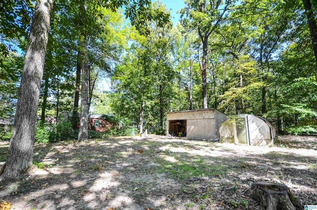 view of yard with an outbuilding