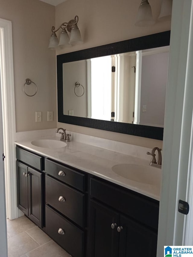 bathroom featuring vanity and tile patterned floors