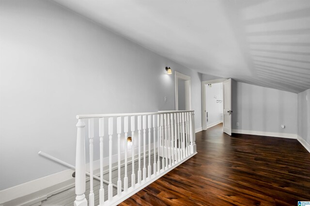 interior space with dark wood-type flooring