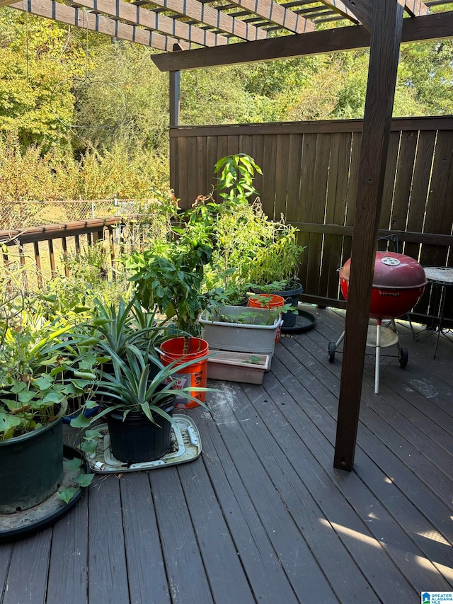 deck featuring a pergola