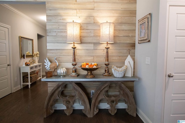 interior space featuring crown molding and hardwood / wood-style flooring