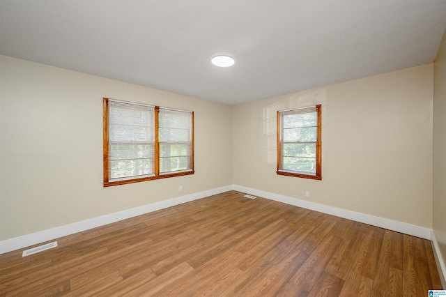 spare room featuring hardwood / wood-style floors and a wealth of natural light