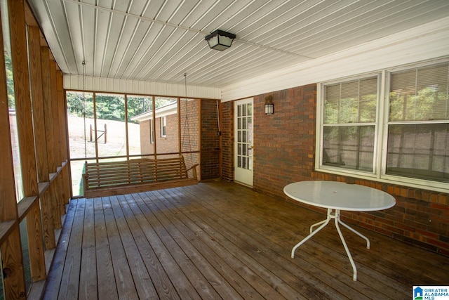 view of unfurnished sunroom