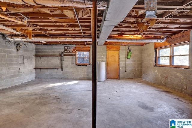 basement with water heater