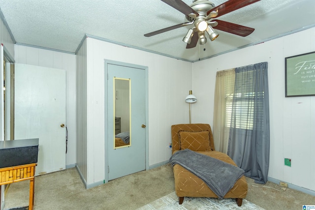 405 Depot St, Columbiana, AL 35051 - living area with carpet flooring, ceiling fan, and a textured ceiling