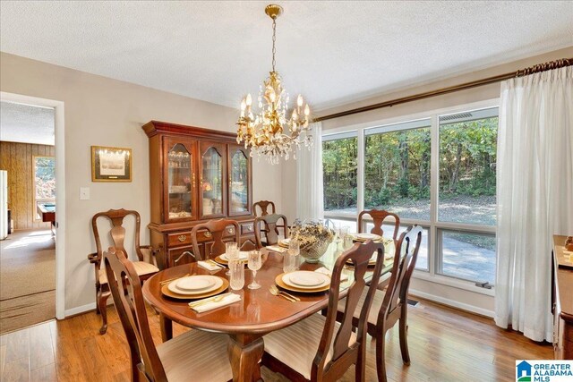 1215 Red Valley Rd, Remlap, AL 35133 - dining area featuring light wood finished floors, a chandelier, baseboards, and a textured ceiling